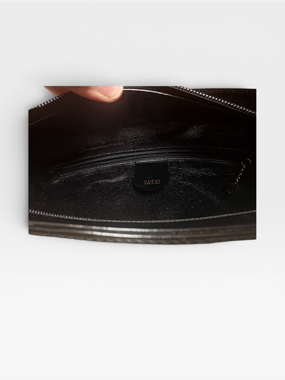 1990’s Vintage Structured Gucci Black Leather Shoulder Bag - Picture 5 of 7